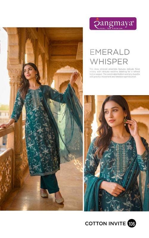 Rangmaya cotton invite 3pcs wholesale kurti dealers in bangalore